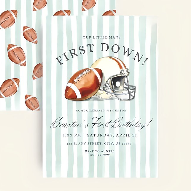 Convites First Down Birthday Evite, Editable Football Invit (Criador carregado)