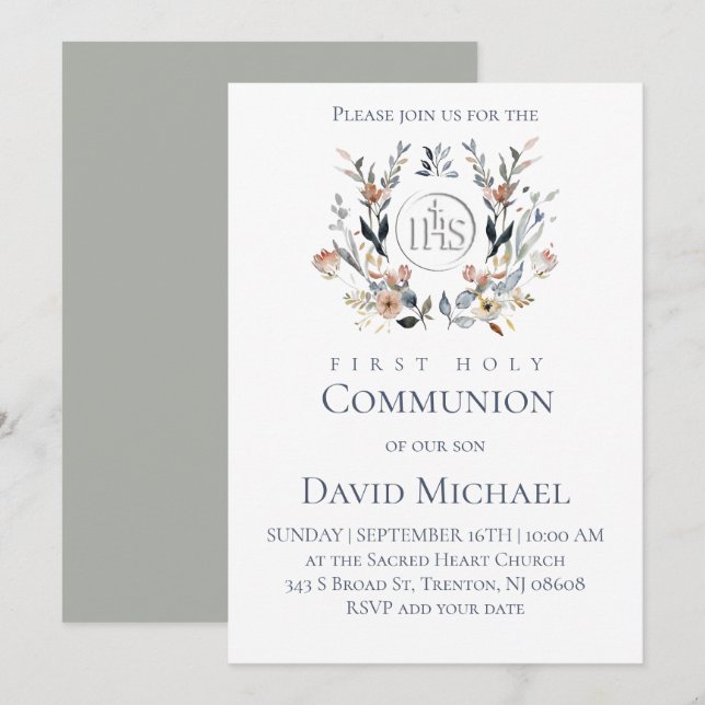 Convites First Holy Communion  (Frente/Verso)