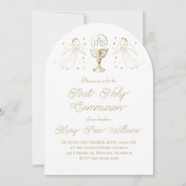 Convites First Holy Communion golden angels Invitation