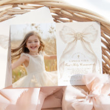 First Holy Communion Ivory Bow Pearls Photo
