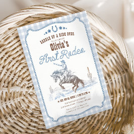 Convites First Rodeo 1st Birthday Blue Western