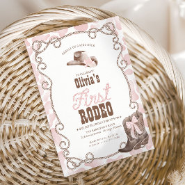 Convites First Rodeo 1st Birthday Dusty Pink