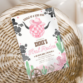 Convites First Rodeo 1st Birthday Pink Boho Wild West