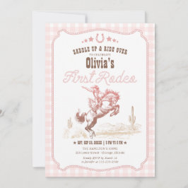 Convites First Rodeo 1st Birthday Pink Western
