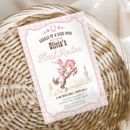Convites First Rodeo 1st Birthday Pink Western