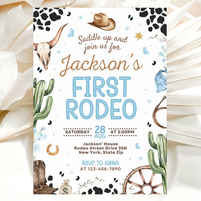 Convites First Rodeo Birthday Invitation for Boy (Criador carregado)