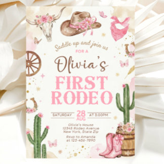 Convites First Rodeo Birthday Invitation Girl