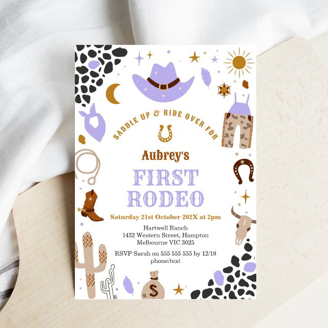 Convites First Rodeo Cowbow Western 1st Birthday Invitation (Criador carregado)