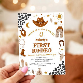 Convites First Rodeo Cowbow Western 1st Birthday Invitation