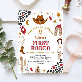 Convites First Rodeo Cowbow Western 1st Birthday Invitation