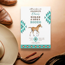 Convites First rodeo southwestern turquoise country horse