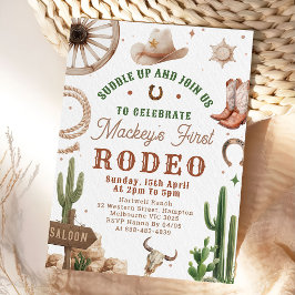 Convites First Rodeo Western Cowboy 1st Birthday Invitation