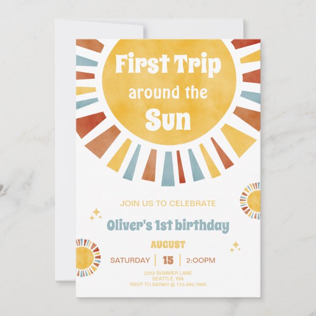 Convites First Trip Around The Sun Invitation (Frente)