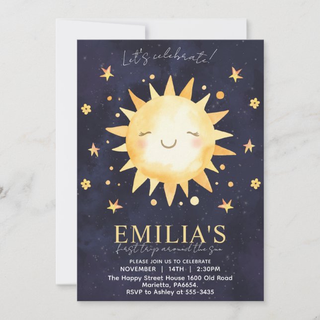 Convites First Trip Around The Sun Invitation for Birthday (Frente)