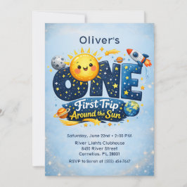 Convites First Trip Around the Sun Space First Birthday