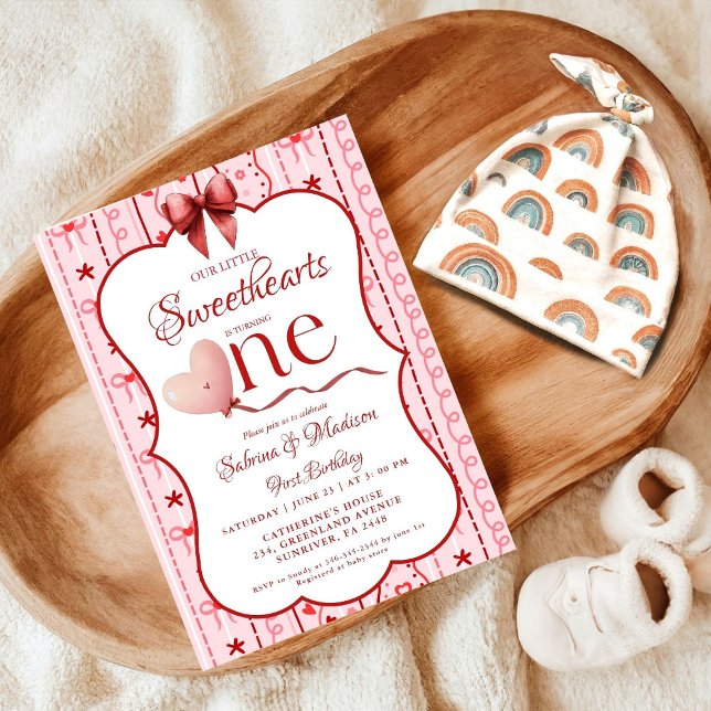 Convites First Twin  Birthday valentine baby birthday party (Criador carregado)