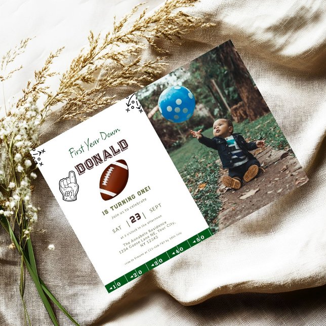 Convites First Year Down Football 1st Birthday  (Criador carregado)