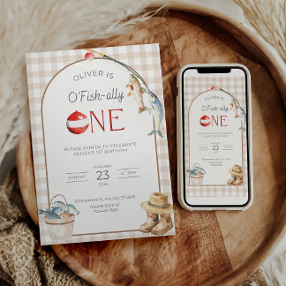 Convites Fishing 1st Birthday Invitation O Fishally One