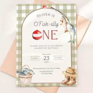 Convites Fishing 1st Birthday Invitation O Fishally One Inv