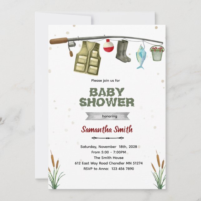 Convites Fishing Baby Shower Invitation (Frente)