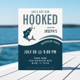 Convites Fishing Bachelor Party Funny She's Got Him Hooked