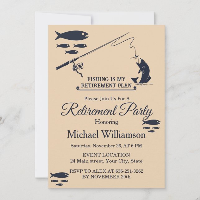 Convites Fishing Retirement party (Frente)