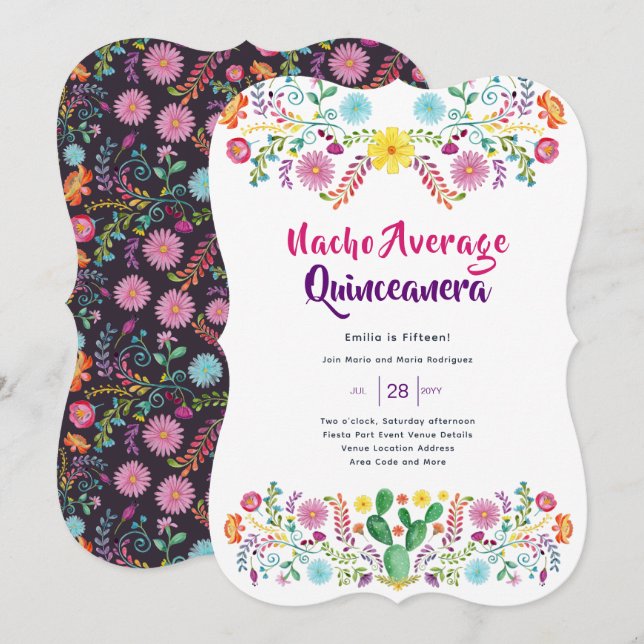 Convites Física de Quinceanera do FIESTA Mexicano (Frente/Verso)