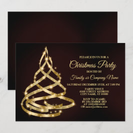 Convites Fita Árvore Brilhante Dourada Festa de Natal