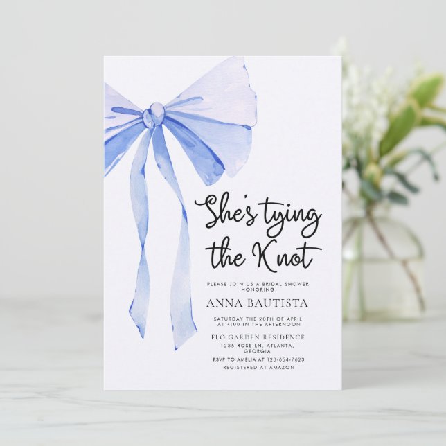 Convites Fita Azul Ela é Chá de panela de Casando (Em pé/Frente)