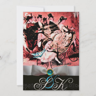 CONVITES FITA BRANCA ÁGUA AZUL PRETO DAMASCO MONOGRAMA