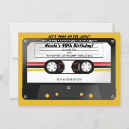 Convites Fita Cassete Retro Amarela Aniversário 90