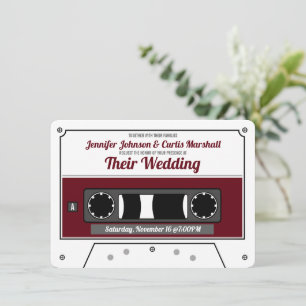 Convites Fita Cassete Retro Vinho Casamento Vermelho 
