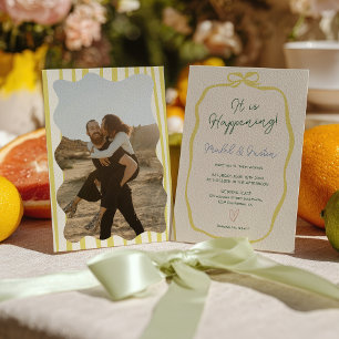 Convites Fita de Arco de Fotografia de Casamento Amarelo Ve
