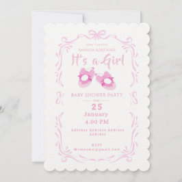 Convites Fita de arco é Calçado de bebê de menina