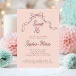 Convites Fita de Arco rosa Doce Moderno Doce 16 Aniversário<br><div class="desc">Celebre um marco no estilo com o Modelo de Convite de aniversário Moderno Friso 16 do Arco Rosa! Apresentando um design chic com um delicado arco rosa e uma tipografia moderna, este convite personalizável dá o tom perfeito para uma celebração sofisticada e divertida do Sweet 16. Personalize-o facilmente com os...</div>