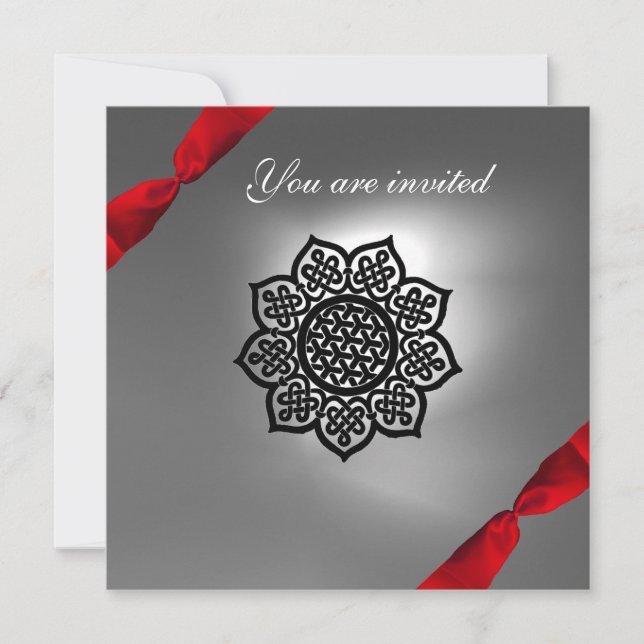 Convites fita de evento mágico branco vermelho (Frente)