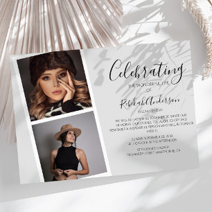 Convites Fita de Fotografia Dupla Memorial Funeral