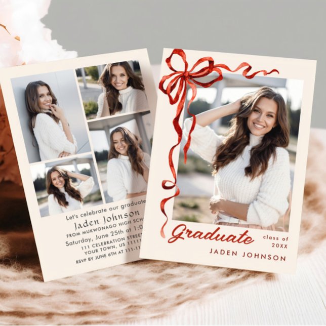 Convites Fita de Laço Vermelho da Moda 5 FOTO Festa de Form (Criador carregado)