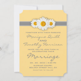 Convites Fita de Margarida - Casamento Amarelo Cinza e Bran
