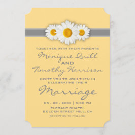 Convites Fita de Margarida - Casamento Amarelo Cinza e Bran