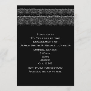 Convites Fita de Seda Elegante Escura Casamento Gótico Eleg