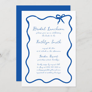 Convites Fita Desenhada à Mão Almofada Azul Bridal