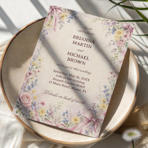 Convites Fita Floral Pastel Vintage