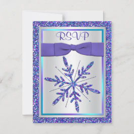 Convites Fita Impressa Casamento Roxo Aqua Prata RSVP