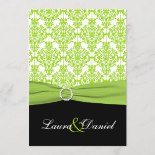 Convites FITA IMPRESSA, Casamento tema damasco Verde, Convi
