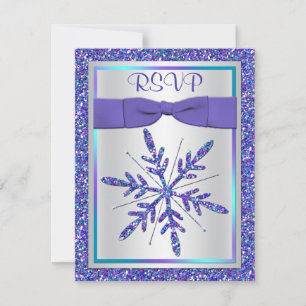 Convites Fita IMPRESSA Roxo Aqua Prata Casamento RSVP