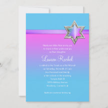 Fita Ombre Rosa Bat Mitzvah e Estrela