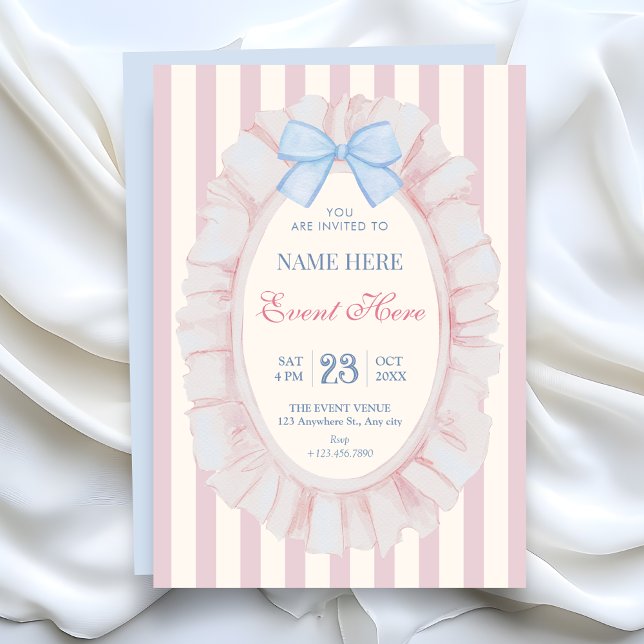 Convites Fita pastel macia rosa azul (Criador carregado)
