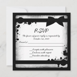 Convites Fita preta e branca grunge casamento RSVP