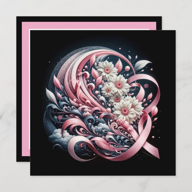 Convites Fita Rosa de Benefício do Fundraiser (Frente/Verso)